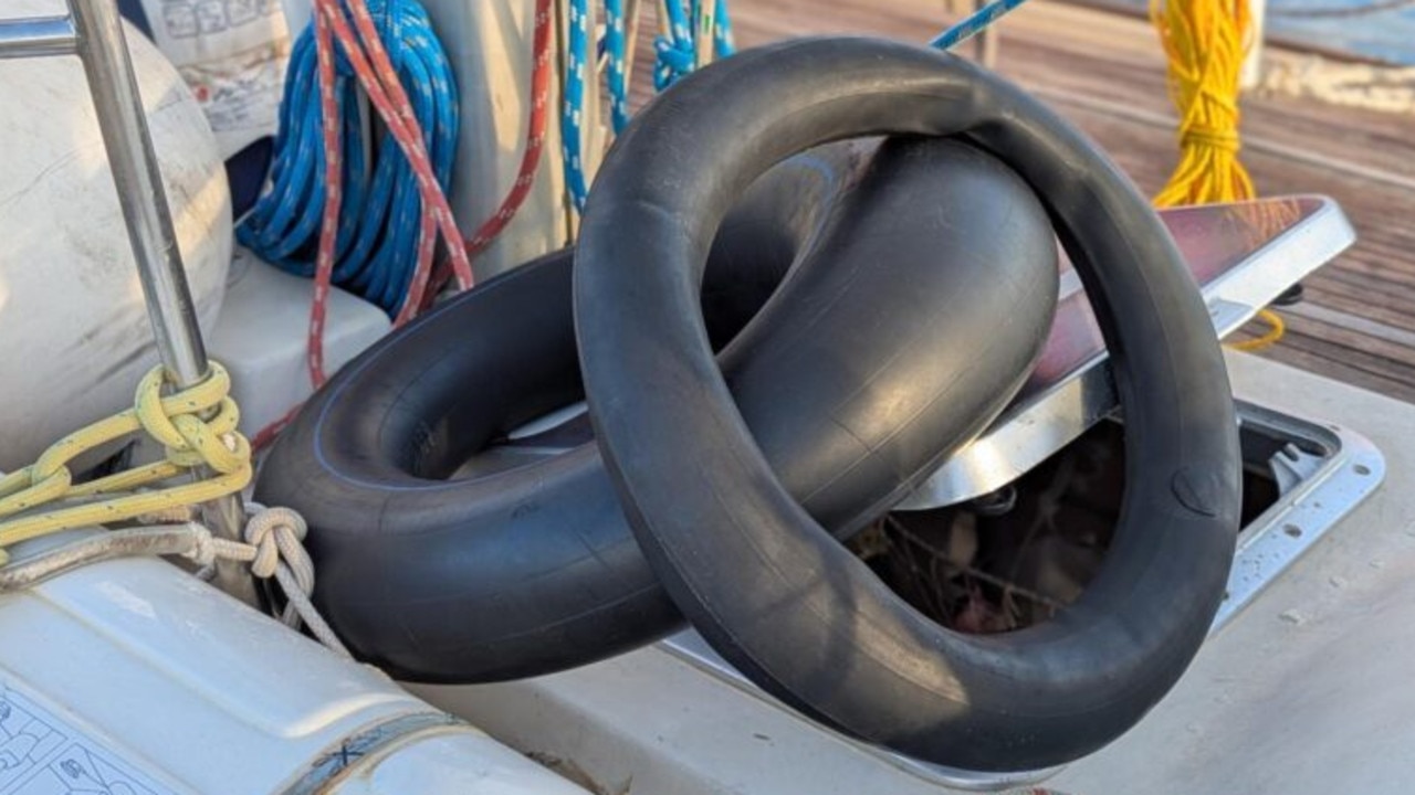 She survived three days at sea clinging to these tyre tubes. Picture: Compass Collective