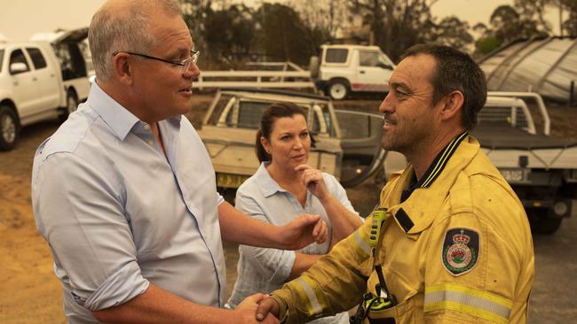 Prime Minister Scott Morrison and wife Jenny visit Cobargo. Picture: Sean Davey.