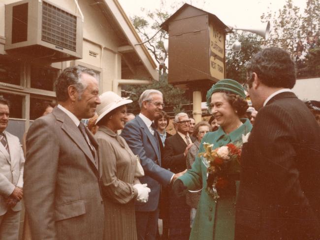 The Queen meets locals at Bankstown station in 1980. Picture: Supplied