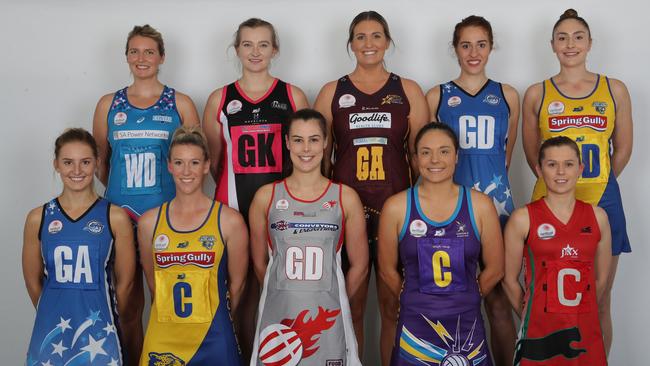 2019 SA Premier League netball captains (Back row L-R) Georgia Beaton (Contax), Jessica Ward (Tango), Laura Packard (Matrics), Alyse Taylor (Metro Jets), Laura Scriven (Newton Jaguars). (Front row L-R) Teri Schubert (Metro Jets), Rachael Mitchell (Matrics), Esther Young (Garville), Lauren Gibbons (Oakdale), Brittany Bugg (Woods Panthers). Picture: Sports in Focus