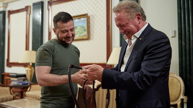 Ukraine President Volodymyr Zelenskyy and Australian billionaire Andrew "Twiggy" Forrest have announced a USD$500 million investment in Ukrainian infrastructure to rebuild after the war. Picture: Supplied