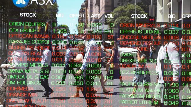 ????SYDNEY, AUSTRALIA : NewsWire Photos - FEBRUARY 24 2025; A general view of people walking past the digital boards of the ASX in the Sydney CBD. Picture: NewsWire/ Gaye Gerard