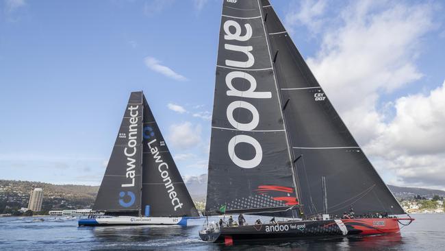 LawConnect wins the 2023 Rolex Sydney Hobart yacht race after a close finish with Andoo Comanche. Picture: Chris Kidd