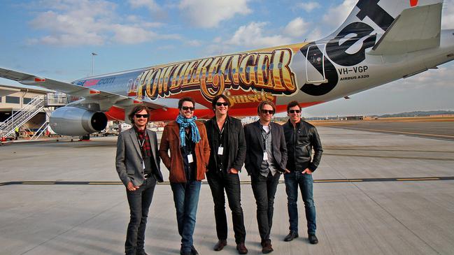 No jet required for the reunion gig. Powderfinger got the rock start treatment with their Sunsets final tour plane in 2010. Picture: Supplied.