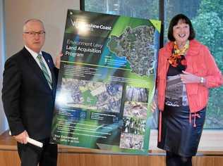 RESERVE EXPANDED: Sunshine Coast Mayor Mark Jamieson and Cr Jenny McKay celebrate the purchase of a $1.2 million tract of land beside Mary Cairncross Scenic Reserve. Picture: Stuart Cumming