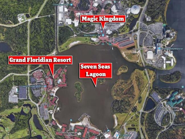 Map showing the Seven Seas Lagoon and surrounding resorts.