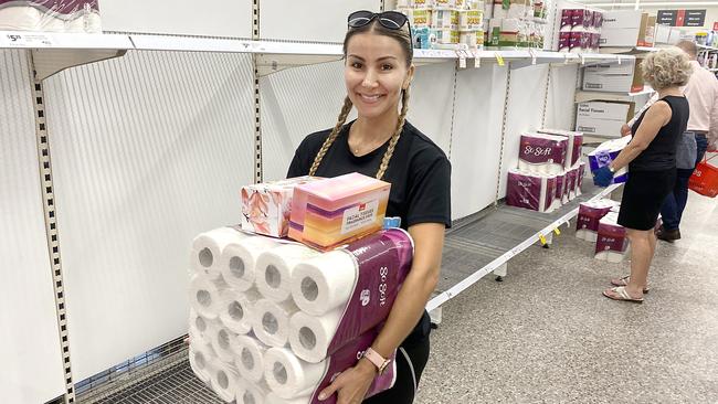 The shelves of many super markets are running klow as people press the panic button. Picture: Richard Gosling/AAP