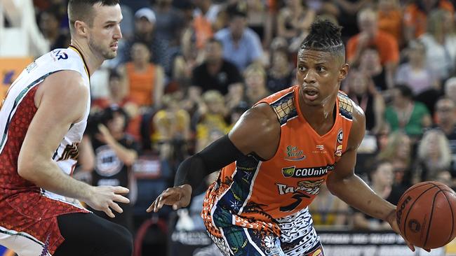 CAIRNS, AUSTRALIA – JANUARY 31: Scott Machado of the Taipans dribbles the ball during the round 18 NBL match between the Cairns Taipans and the Illawarra Hawks at the Cairns Convention Centre on January 31, 2020 in Cairns, Australia. (Photo by Ian Hitchcock/Getty Images)