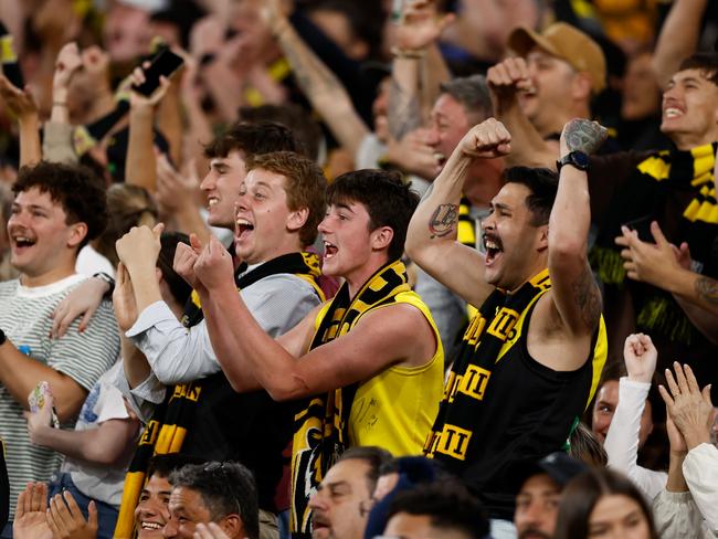 The Tigers faithful will be barracking for the yellow and black in 2025, but also against North Melbourne. Picture: Michael Willson/AFL Photos via Getty Images.