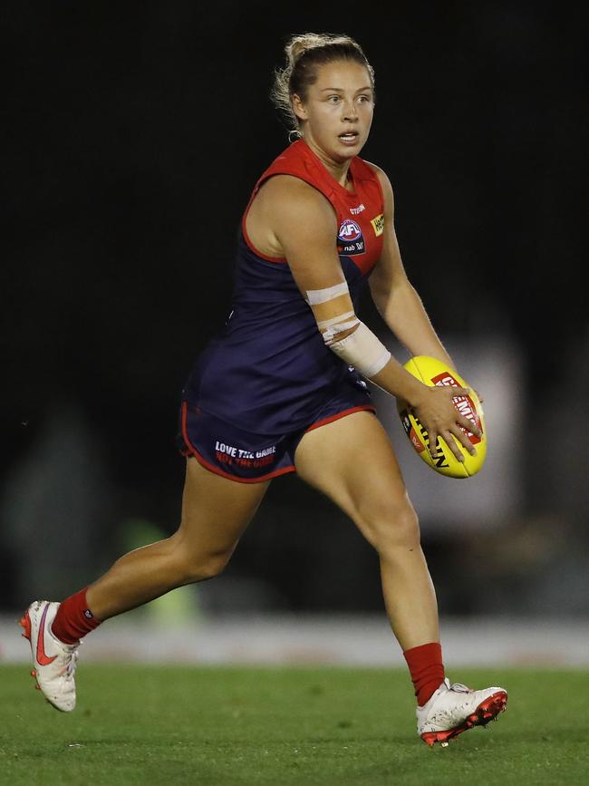 The Demons shocked the Crows on Saturday night, with Tyla Hanks starring. Picture: Getty