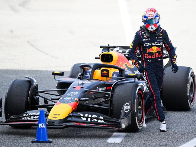 BARCELONA, SPAIN - JUNE 01: Max Verstappen of the Netherlands gets off the the (1) Oracle Red Bull Racing RB21 after  the F1 Grand Prix of Spain at Circuit de Barcelona-Catalunya on June 01, 2025 in Barcelona, Spain. (Photo by David Ramos/Getty Images)