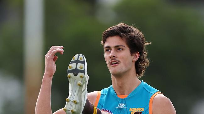 MELBOURNE, SEPTEMBER 11, 2024: Hawthorn training ahead of Friday nights clash against Port Adelaide. Max Ramsden of the Hawks. Picture: Mark Stewart