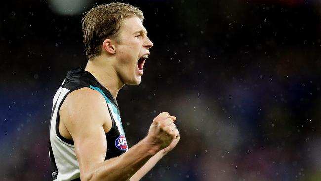 Duursma kicked two goals in Port’s win over West Coast. Picture: Will Russell (Getty)