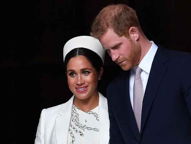 Prince Harry, Duke of Sussex, and Meghan, Duchess of Sussex, after attending a Commonwealth Day service at Westminster Abbey in London in 2019. Picture: AFP