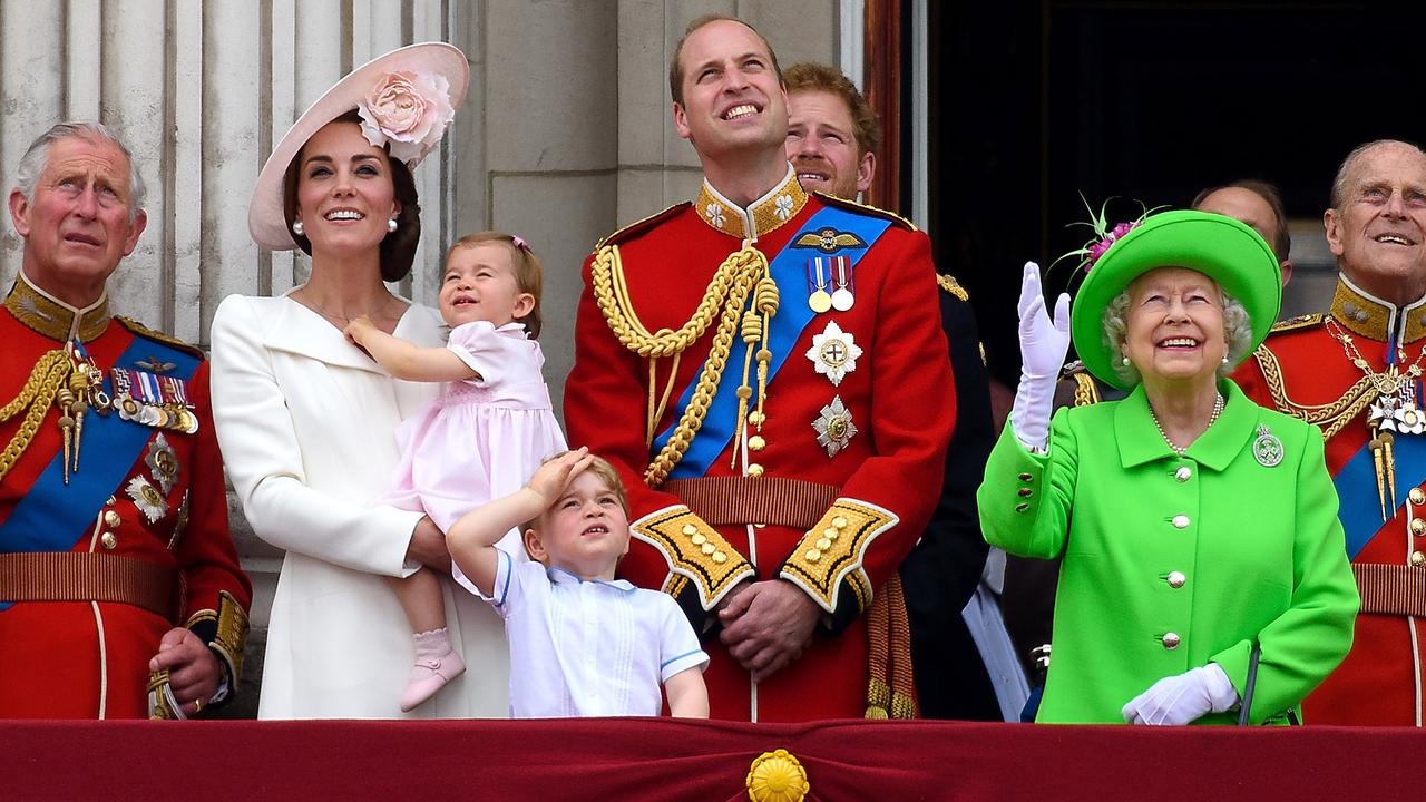 The royals stand on the balcony during the 2016 Trooping the Colour, which marked the Queen's 90th birthday. Picture: Ben A. Pruchnie/Getty Images