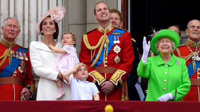 The royals stand on the balcony during the 2016 Trooping the Colour, which marked the Queen's 90th birthday. Picture: Ben A. Pruchnie/Getty Images