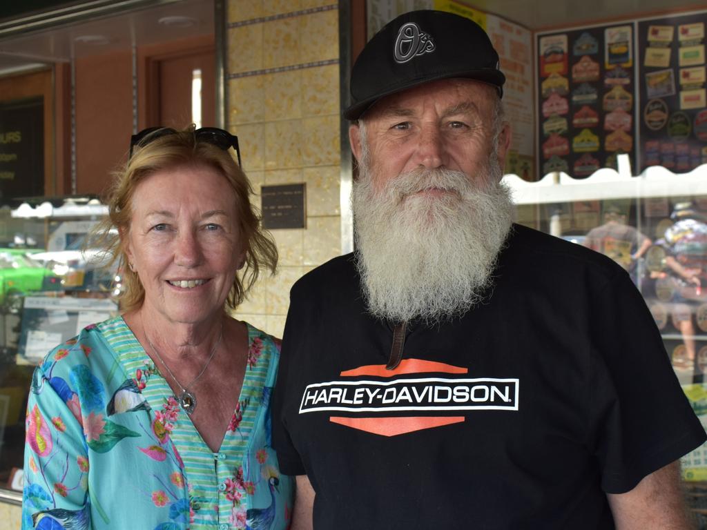 Karen McFarland and Phil Andrews in the CBD precinct for day three of Rockynats 2022.