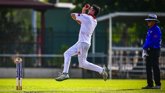 Noah McFadyen playing for Waratah against Southern Districts in the 2024 Darwin and District Cricket Competition. Picture: Cricket NT / Patch Clapp