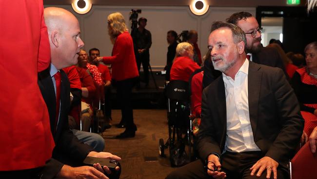 Shane Broad and David O’Byrne at Labor’s election campaign launch. Picture: Nikki Davis-Jones