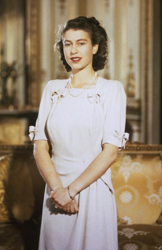 Princess Elizabeth in the state apartments at Buckingham Palace during her engagement to Prince Philip, Duke of Edinburgh, July 1947. Picture: Getty