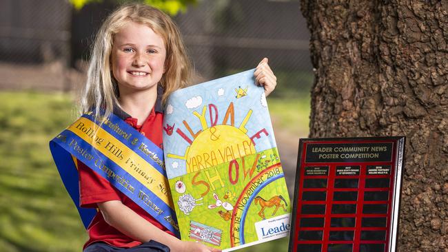 Rolling Hills Primary School Grade 2 student Jasmine won first place in the Lilydale Show poster competition. Photo: Daniel Pockett