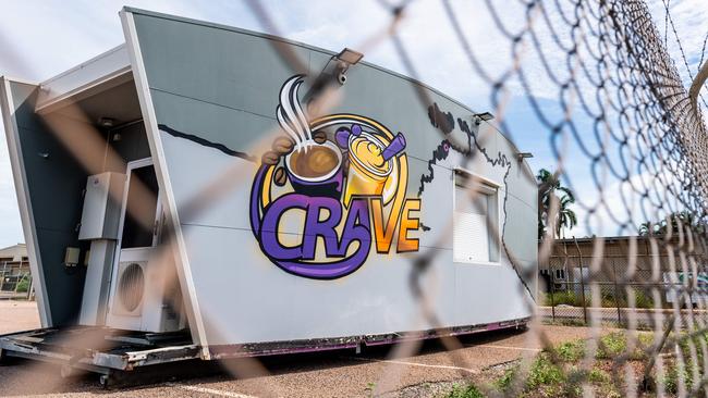 The former Muzz Buzz container has popped up again opposite the new Bunnings site at Palmerston. Picture: Che Chorley