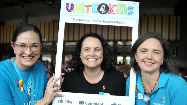 \Louise Rodgers, Bianca Borrett, and Tracey Noblet from the Childhood Cancer Association. Picture: Dean Martin