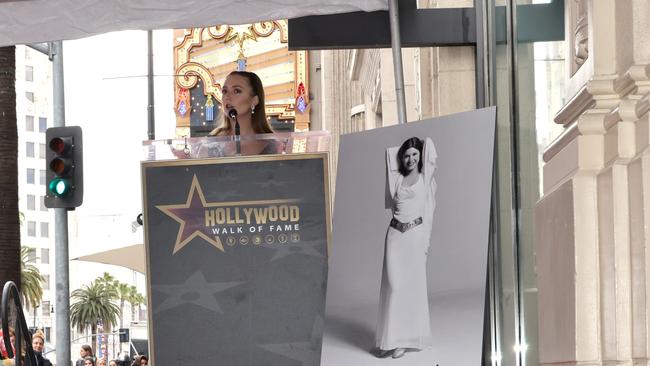 Billie Lourd speaks onstage during the ceremony for Carrie Fisher. Picture: Getty Images
