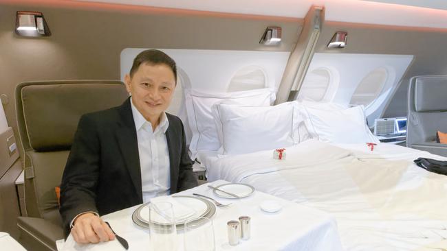 Singapore Airlines chief Goh Choon Phong has visited injured passengers in hospital. Picture: Andrew West