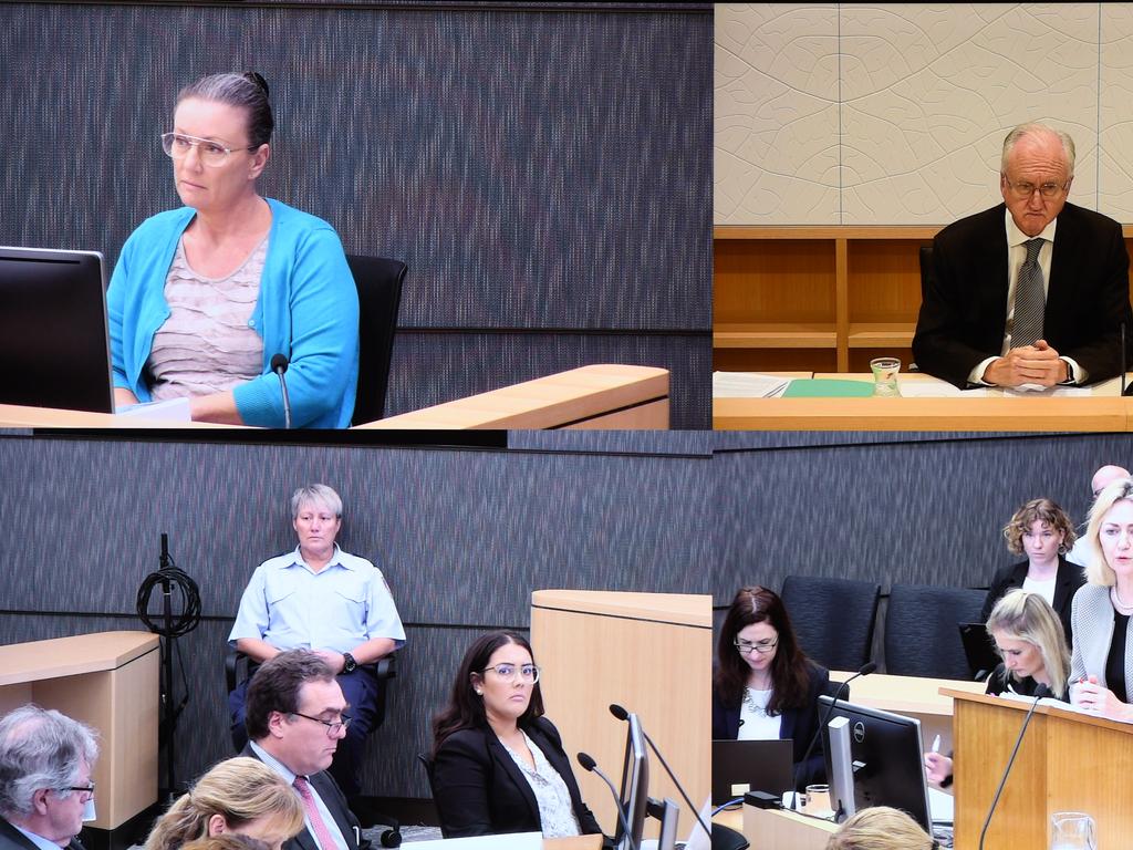 Split screen photo from the 2019 inquiry into Kathleen Folbigg’s convictions. (AAP Image/Peter Rae)