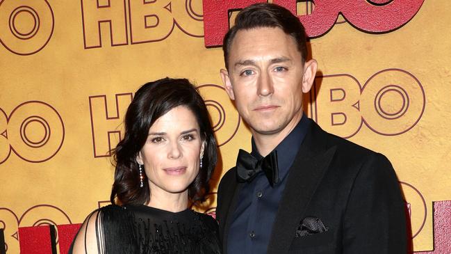 Neve Campbell and partner JJ Feild with whom she parents two sons. Picture: Frederick M. Brown/Getty Images