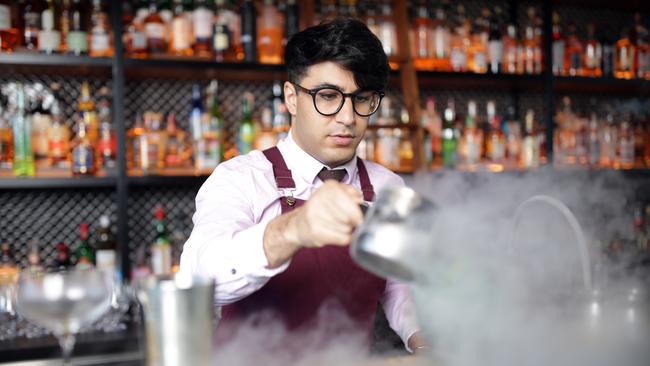 Head bartender Rumtin Nouzat at Nick &amp; Nora's in Parramatta. Picture: Christian Gilles