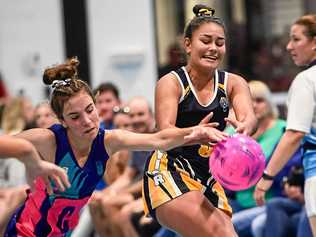 Kayla Shepherd - Mercy College, Mackay left and Tamara-Jane Anderson - Xavier Catholic College, Hervey Bay, right. Picture: Brian Cassidy