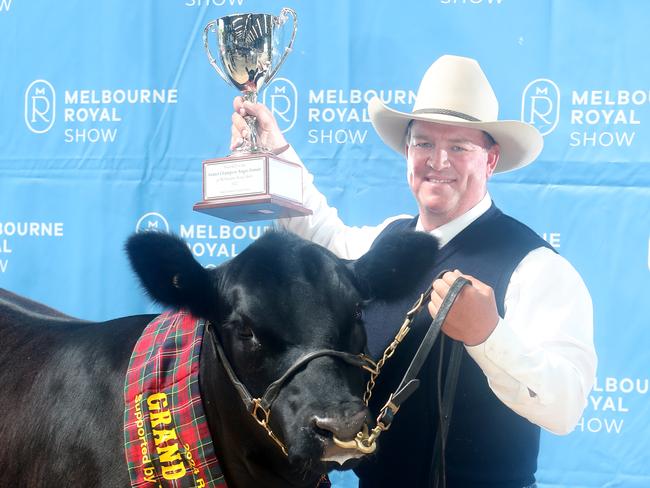 Melbourne Royal Show, Flemington,  Ian Robson, from Adelong with Grand Champion Female Angus,   Picture Yuri Kouzmin