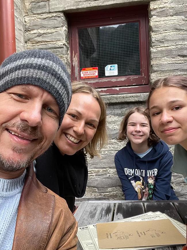 Andrew Baturo with wife Jaimee Pickes and their teenage children Arlo and Rosie.