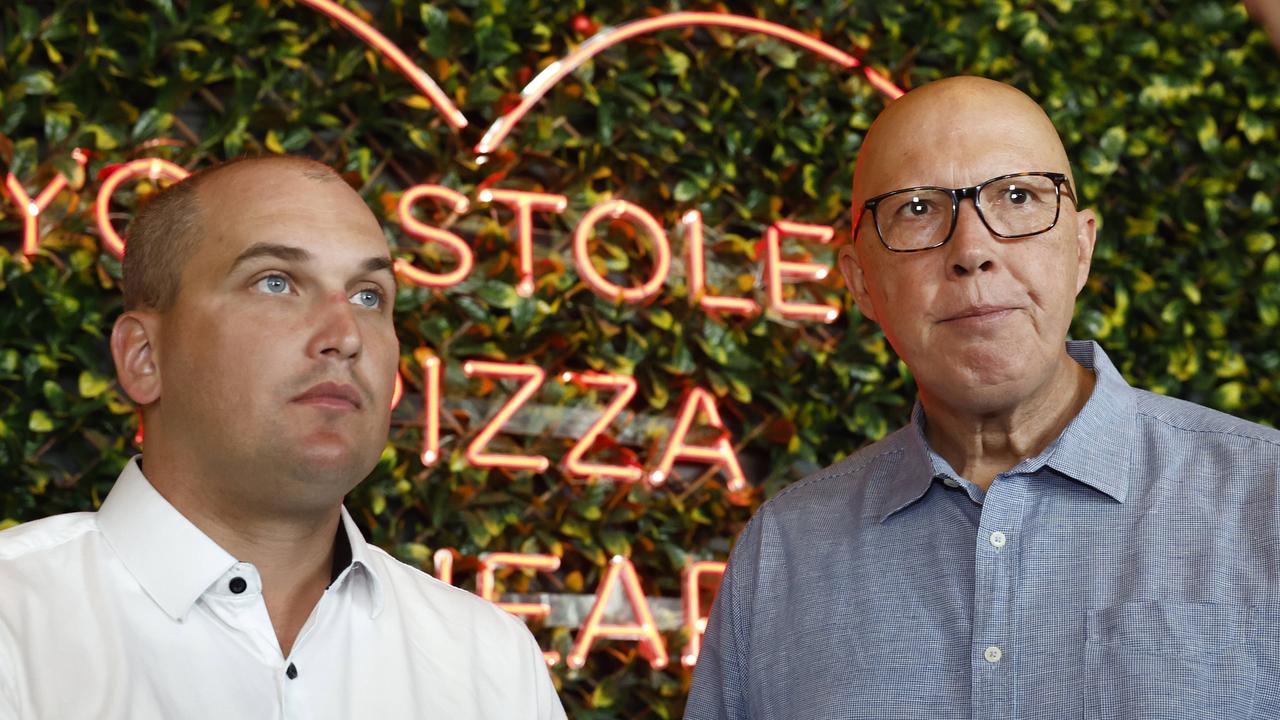 Opposition Leader Peter Dutton visited Leichhardt candidate Jeremy Neal and Liberal supporters in Earlville late in the campaign. Picture: Richard Dobson / Newswire