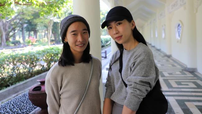 Raven and Cloud Chen at a park in Taipei on Friday. Picture: Rosaline Walters