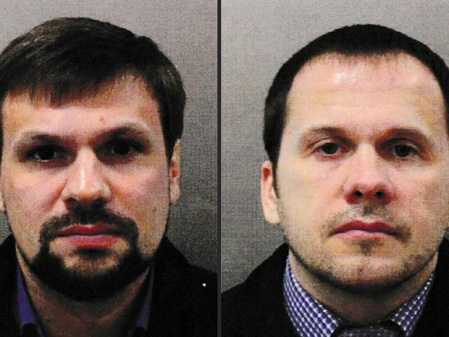 (COMBO) This combination of undated handout pictures released by the British Metropolitan Police Service  created in London on on September 05, 2018 shows Ruslan Boshirov (L) and Alexander Petrov, who are wanted by British police in connection with the nerve agent attack on former Russian spy Sergei Skripal and his daughter Yulia. - British prosecutors said Wednesday they have obtained a European arrest warrant for two Russians blamed for a nerve agent attack on a former spy in the city of Salisbury. Police identified Alexander Petrov and Ruslan Boshirov as the men who tried to kill Russian former double agent Sergei Skripal and his daughter Yulia with Novichok in March 2018. British prosecutors said Wednesday they have obtained a European arrest warrant for two Russians blamed for a nerve agent attack on a former spy in the city of Salisbury. Police identified Alexander Petrov and Ruslan Boshirov as the men who tried to kill Russian former double agent Sergei Skripal and his daughter Yulia with Novichok in March 2018. (Photos by HO / Metropolitan Police Service / AFP) / RESTRICTED TO EDITORIAL USE - MANDATORY CREDIT  