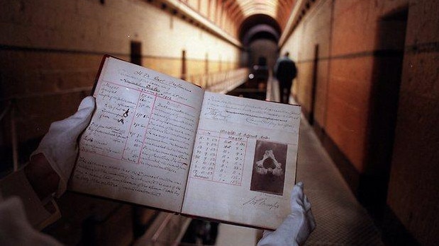 The hangman's journal used inside the Old Melbourne Gaol and now held by Public Record Office Victoria.