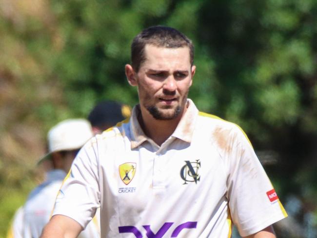 Caelan Maladay bowls for Nightcliff during the 2022 season. Picture: Celina Whan.