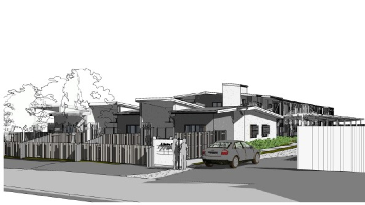 An artist’s concept drawings of how a new 19-unit social housing project in Newtown may look.