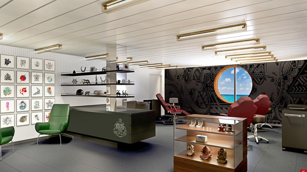 The on-board tattoo parlour. Picture: Virgin Voyages