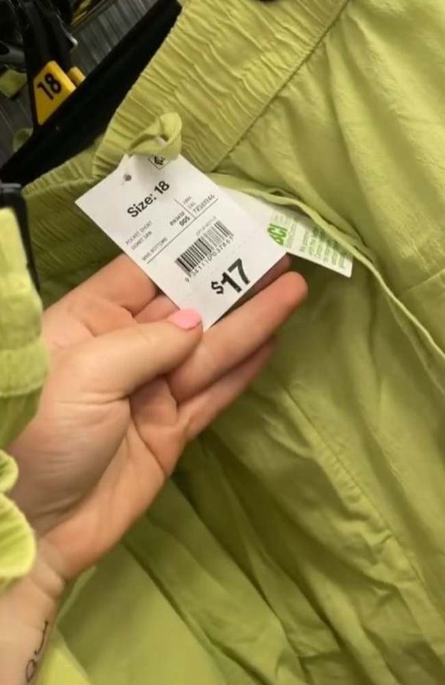 Kmart was accused of charging $17 for a pair of shorts in sizes 10 to 18 that were priced at $15 for size 6 and 8. Picture: Supplied