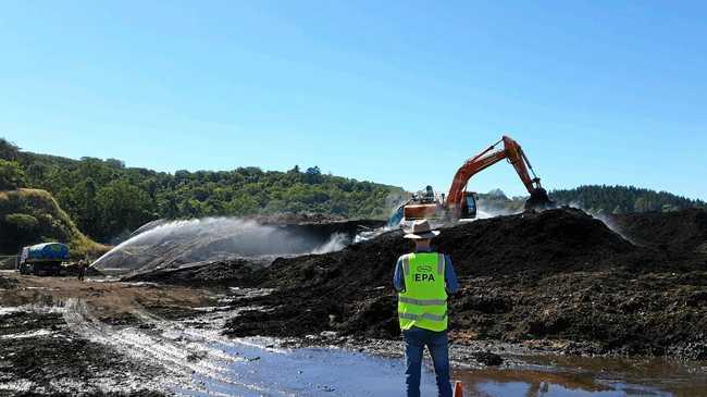 WATER MONITOR: NSW Environment Protection Authority staff are monitoring fire water runoff at Lismore waste facility following the fire, to ensure the water does not end up in the environment. Picture: Supplied