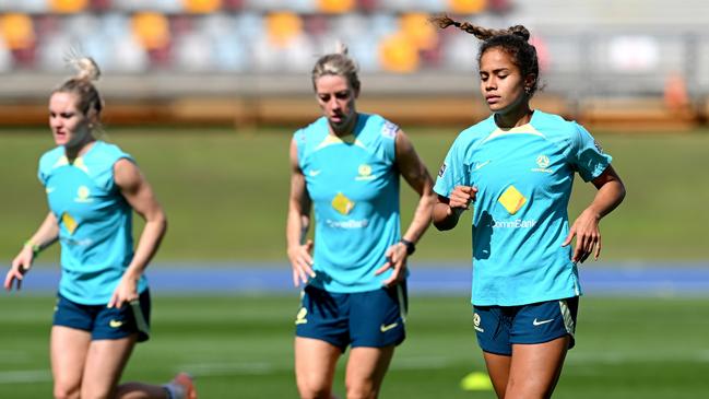 The Matildas squad has been kept at arms’ length from the media while at their base camp at QSAC. Picture: Bradley Kanaris/Getty Images