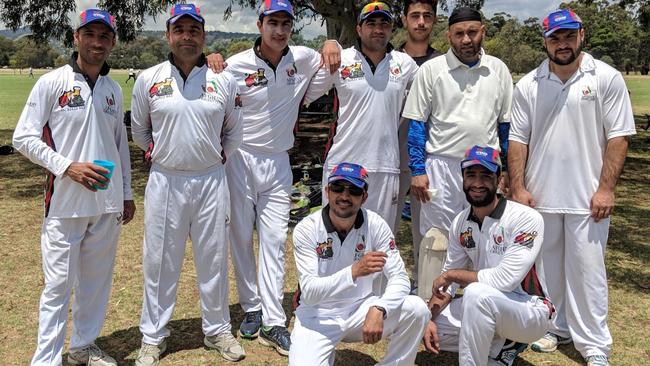 PASSIONATE SPORTSMAN: Murder victim Ibrahim Hotak, far left, with his teammates at the Afghan Cricket Club in Adelaide. Picture: FACEBOOK