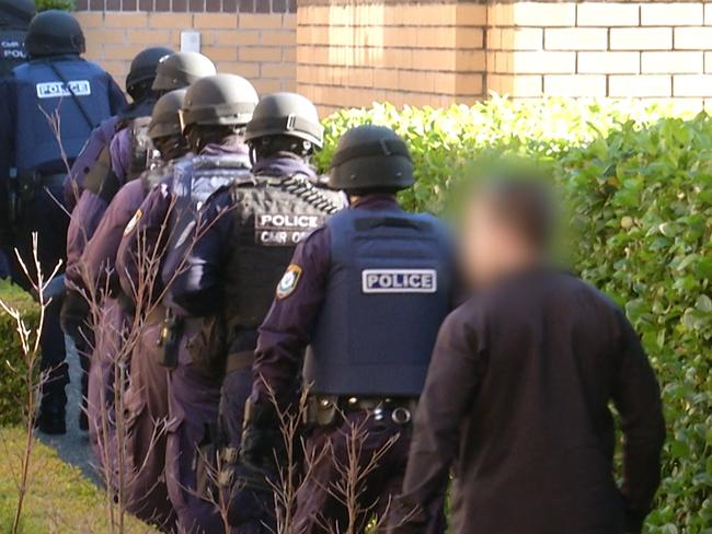 Police involved in the arrest of the couple on the weekend. Picture: NSW