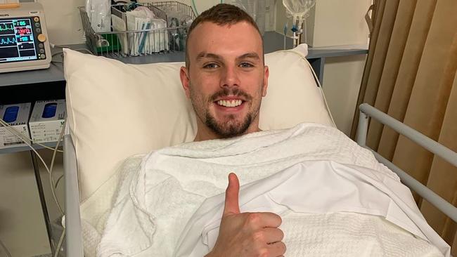 Australian swimmer Kyle Chalmers posted this picture on Instagram on Monday, August 26 after he underwent his third round of heart surgery. Picture: Instagram