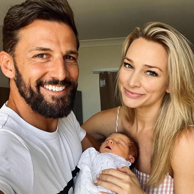 The family of three were all smiles, sharing the first photos of their new baby. Picture: Instagram.