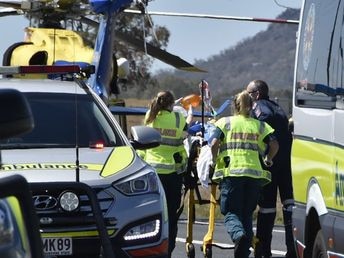 Fatal crash, involving a truck and two cars on Warrego Highway at the intersection with Brimblecombe Road. Picture: Bev Lace